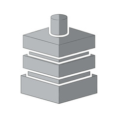 3D illustration of stacked gray blocks