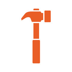 Orange hammer icon on white background