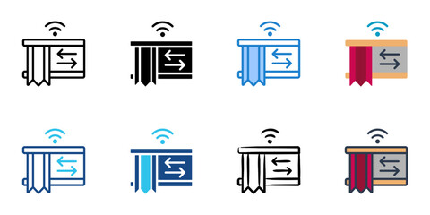 smart curtain icons set multiple style vector collection. 
