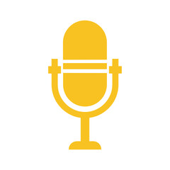 Yellow microphone icon on white background