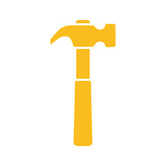 Yellow hammer icon on white background
