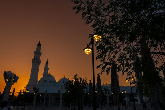 quba mosque at sunset