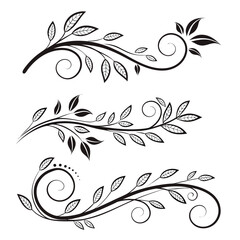 Fototapeta premium Abstract floral design elements with decorative flowers and elegant swirling patterns in a vintage vector style