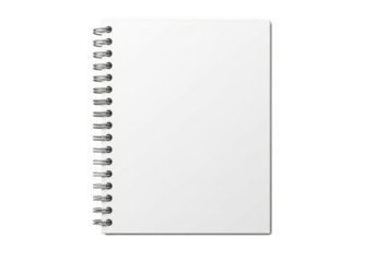Blank white spiral bound notebook isolated on transparent background
