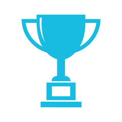 Blue trophy icon on white background