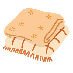Cozy Blanket Icon in Flat Hand-Drawn Style for Comfort Care