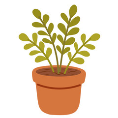 Potted Plant Icon in Flat Hand-Drawn Style for Mental Wellness