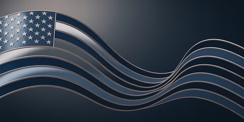 Wavy american flag design with metallic effect closeup