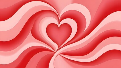 Abstract swirling heart design in shades of red and pink