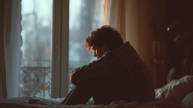 a lonely man by the window