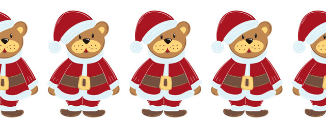 Christmas flat seamless border. New Year illustration