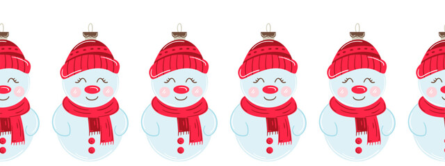 Christmas flat seamless border. New Year illustration