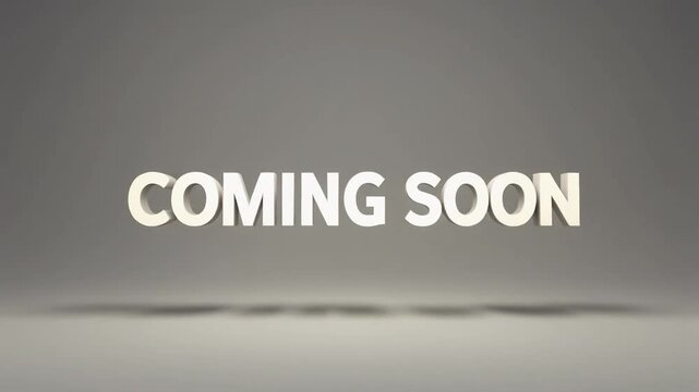 Dynamic 3D 'Coming Soon' text graphic, ideal for impactful business announcements, upcoming product launches, website placeholders, and future event promotions