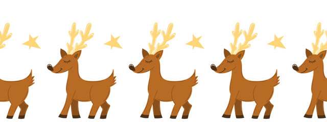 Christmas flat seamless border. New Year illustration