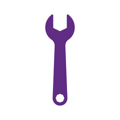 Purple wrench icon on white background