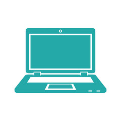 Laptop computer icon in teal