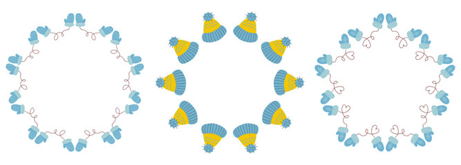 Christmas tree decorations. Round frame. Template for your creativity