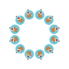 Christmas tree decorations. Round frame. Template for your creativity