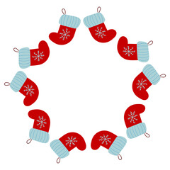 Christmas tree decorations. Round frame. Template for your creativity