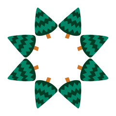 Christmas tree decorations. Round frame. Template for your creativity