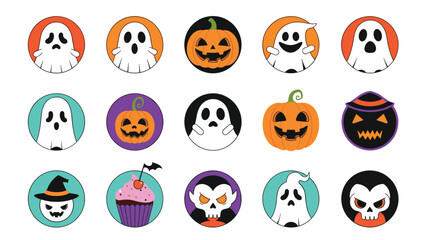 Obraz premium Halloween Avatars Set of Scary Characters Icons