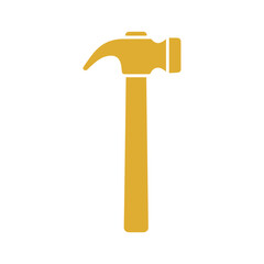 Yellow hammer icon on white background