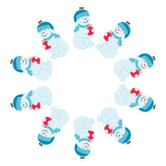 Christmas tree decorations. Round frame. Template for your creativity