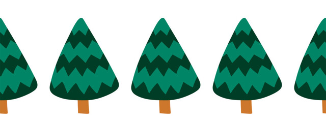 Christmas flat seamless border. New Year illustration