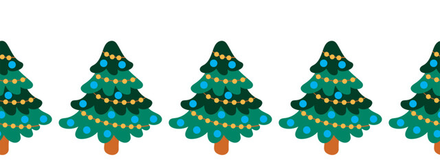 Christmas flat seamless border. New Year illustration