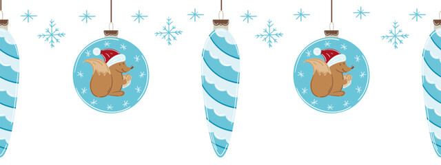 Christmas flat seamless border. New Year illustration