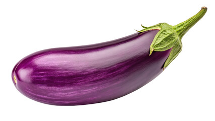 Fresh vibrant purple Japanese eggplant vegetable perfect for healthy cooking and culinary ingredient concepts on transparent background