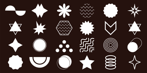 Collection of white geometric and abstract shapes black