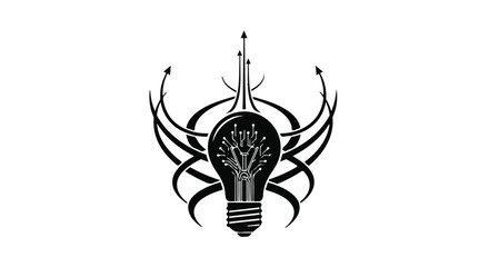 Abstract symbol of innovation and bright ideas with a lightbulb at its core.