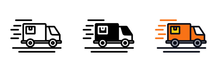 Delivery Truck is a logistics symbol representing fast shipping, transportation, and order delivery services.