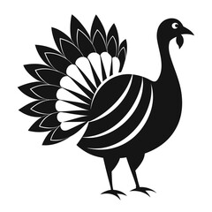 Fototapeta premium Thanksgiving turkey silhouette black and white bird farm animal icon graphic design element