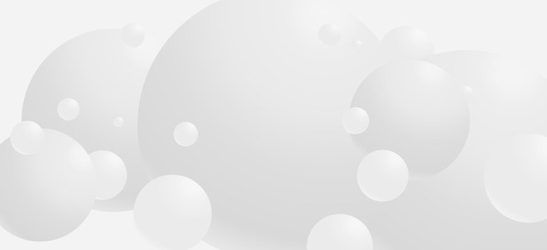 Elegant and creative floating white ball minimalist banner template for background, wallpaper and cover.