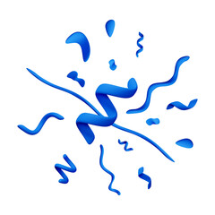 Blue 3d abstract ribbons and shapes. Celebration concept for birthday, Christmas, New Year present, gift. Soft dynamic plastic render art for banner. Vector illustration