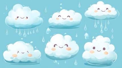 53.Cloud Rain Weather Cartoon Cute Set