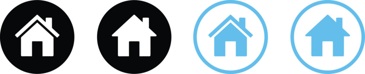 Home icon set, house symbol vector pack, editable, isolated, black and blue design, UI clipart, real estate graphic