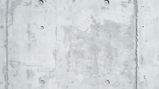 A textured gray surface with patches of light and dark areas. Two holes are visible