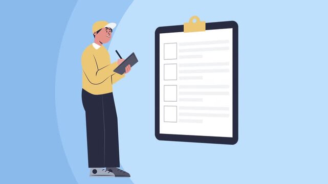 Person Checking Off Items on a Large Digital Checklist.