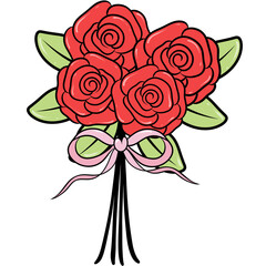 Cute Cartoon Rose Bouquet Valentine Clipart