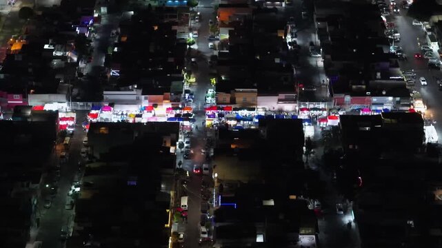Drone shots of December nightlife in Ecatepec, Mexico