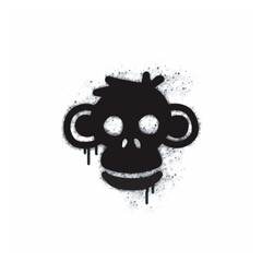 Graffiti Spray with monkey face icon isolated on white background.