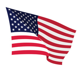 Fototapeta premium USA waving flag. American national symbol isolated on white background. Banner design element