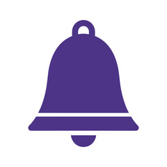 Purple bell icon on white background