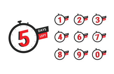 Countdown timers showing numbers from 0 to 9 with 'days left'