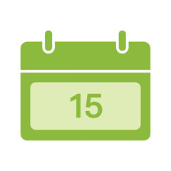 Green Calendar Icon with Date 15