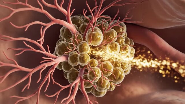 Cinematic Visualization of Human Corpus Luteum and Blood Vessels