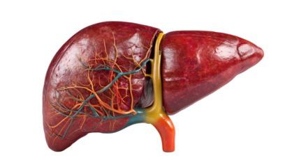 human liver anatomy with hepatic veins arteries bile duct realistic medical organ isolated on white background